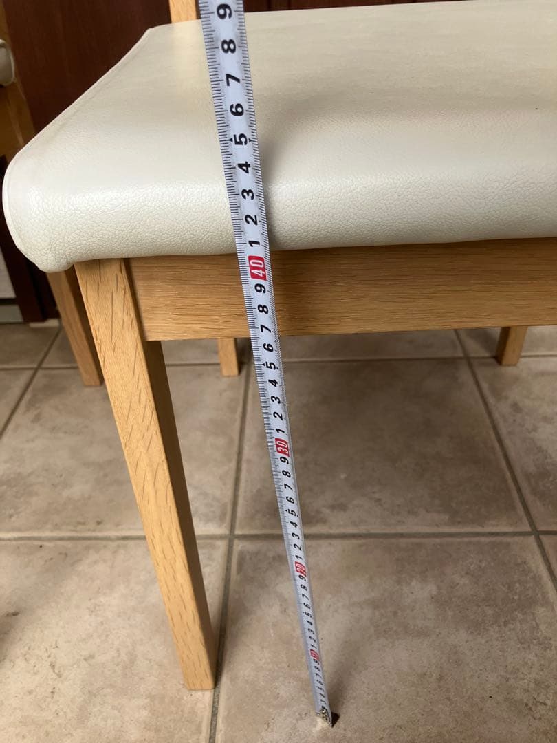 ナチュラル木製チェア ◉2脚セット 合皮ホワイト座面 ダイニングチェア