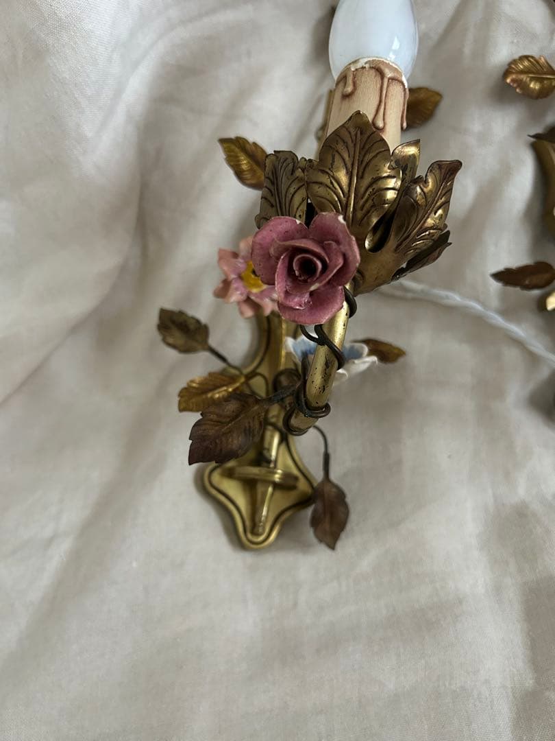 フランスアンティーク 壁掛けランプペア