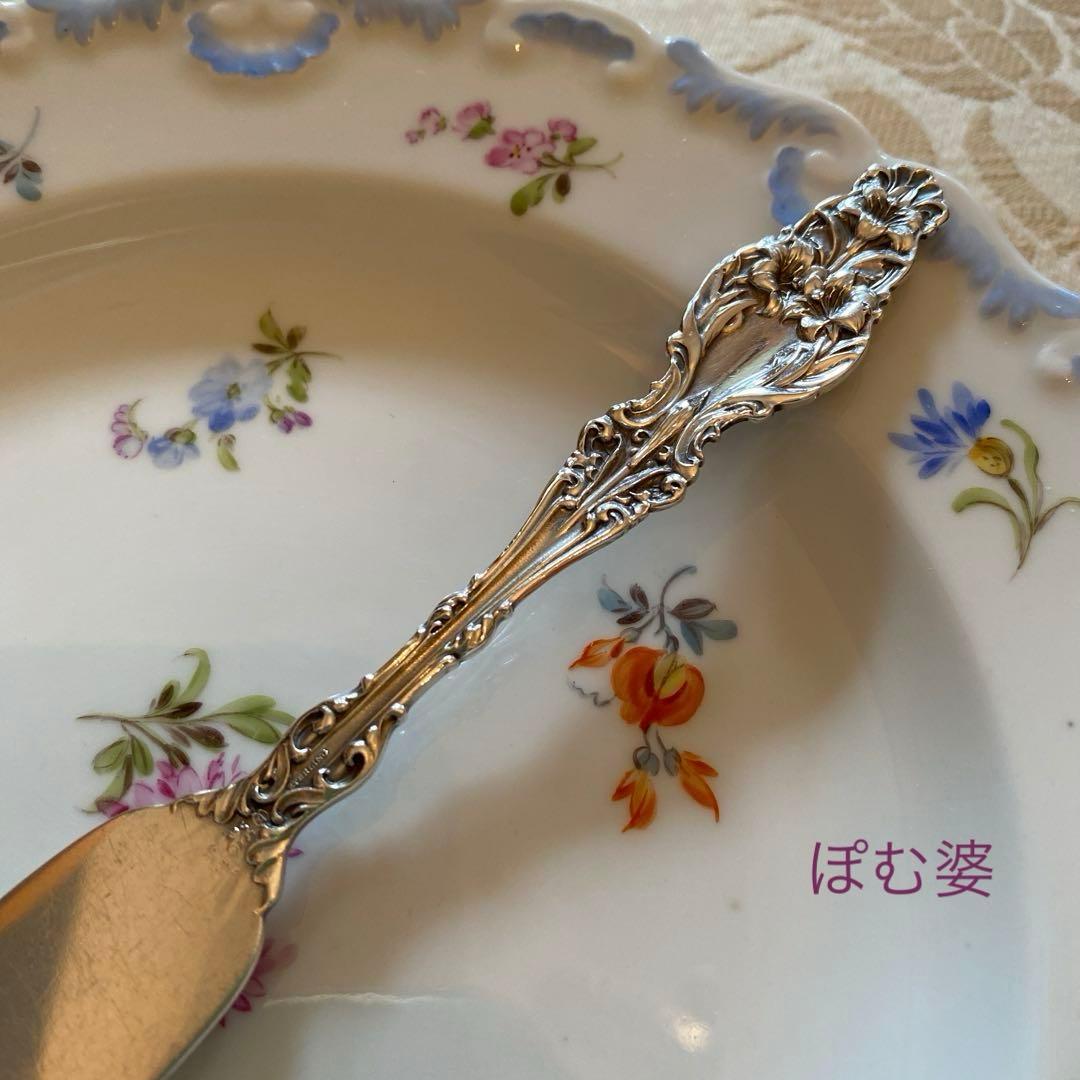【Whiting ホワイティング】純銀／バターナイフ「Lily」モノグラム有り①