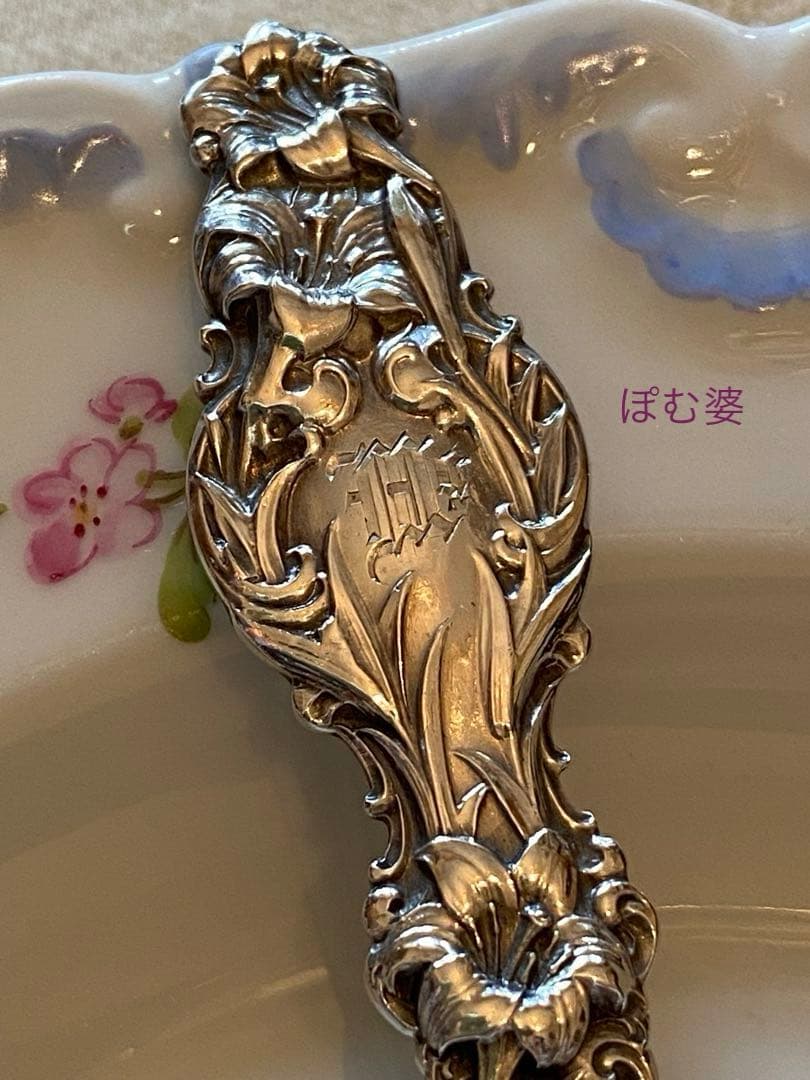 【Whiting ホワイティング】純銀／バターナイフ「Lily」モノグラム有り①