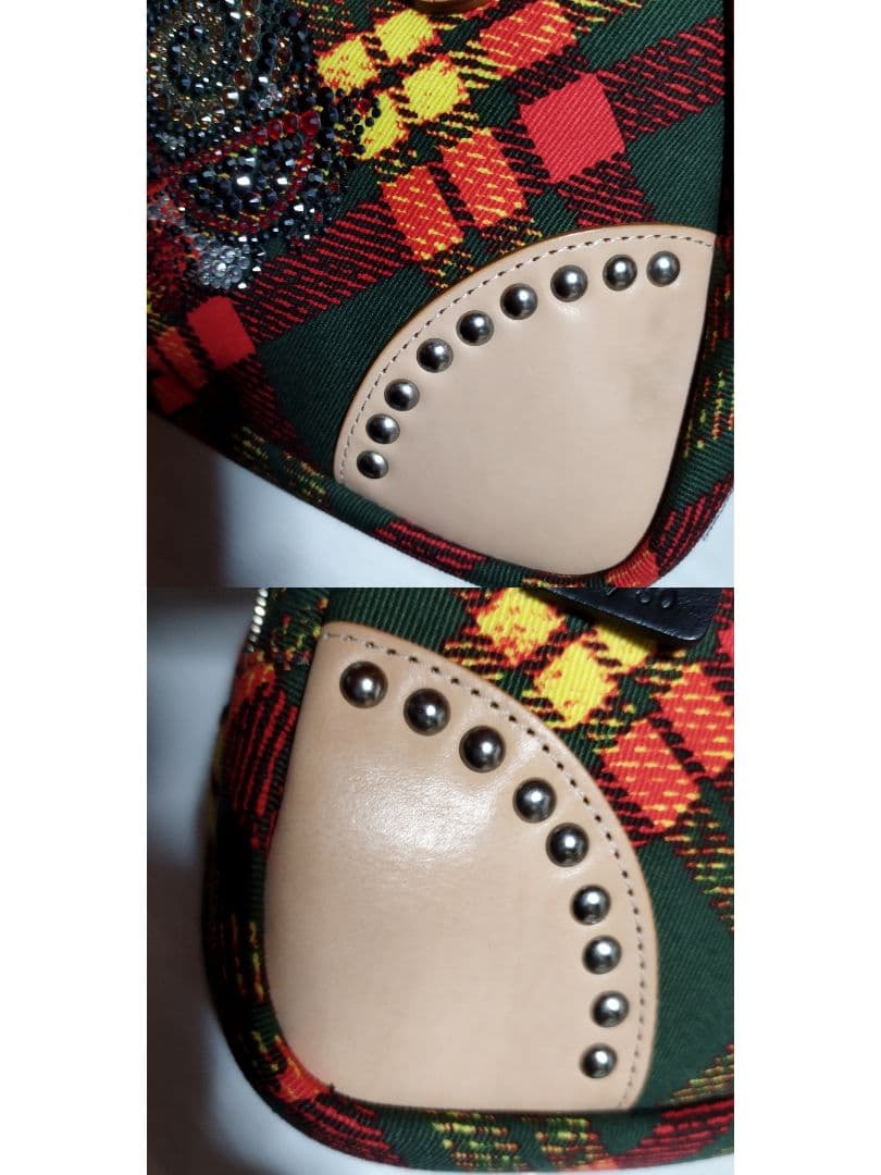 ヒステリックミニ×伊勢丹　ラインストーンロゴミニハンドバッグ　タータンチェック