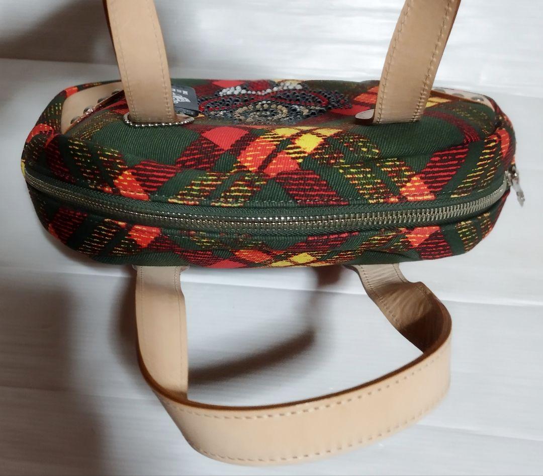 ヒステリックミニ×伊勢丹　ラインストーンロゴミニハンドバッグ　タータンチェック