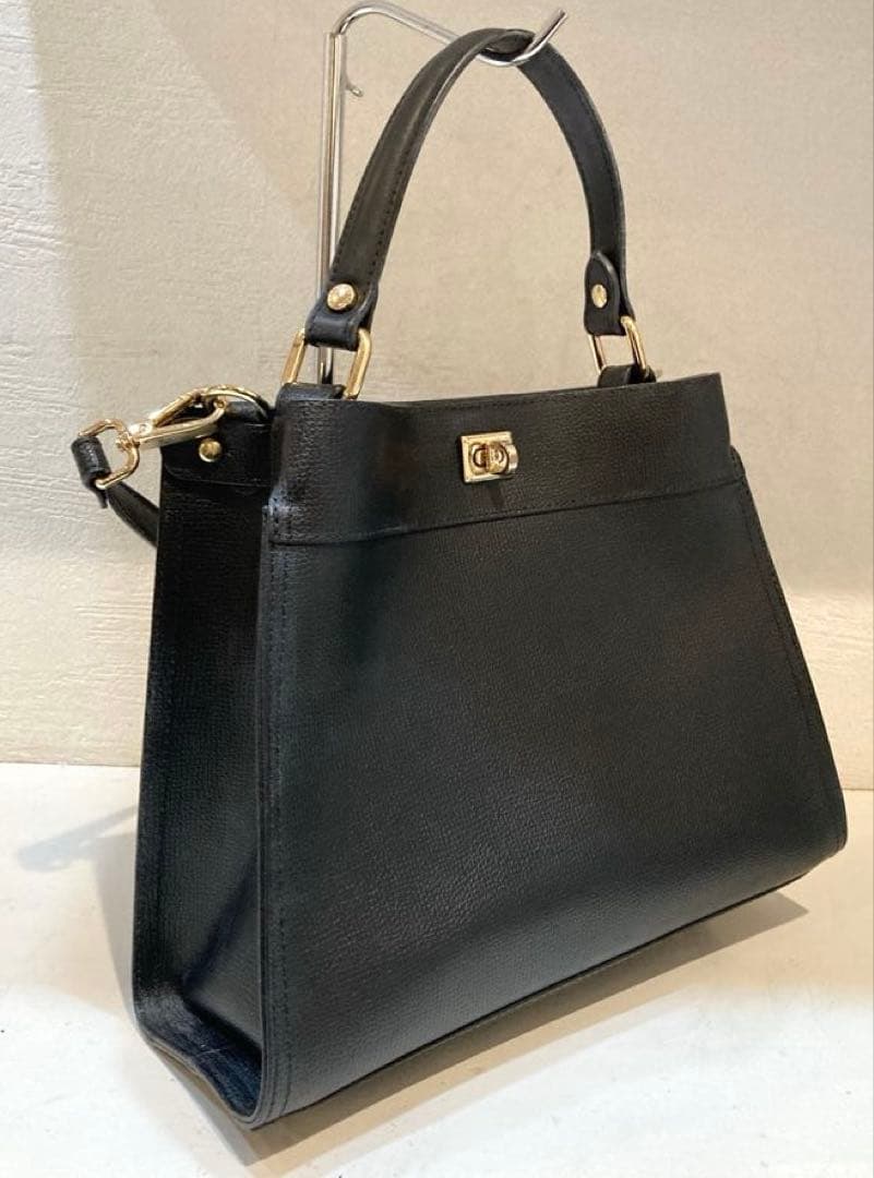 【美品】GIANNI NOTARO パネルスクエアバッグ 2way 黒