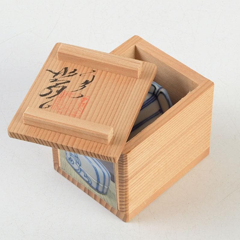 茶道具　平安　昭阿弥造　染付　冠香合　共箱　V　9338