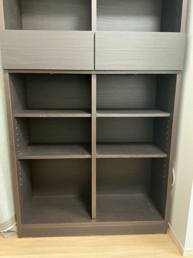 ニトリ　ダークブラウン本棚 引き出し付き