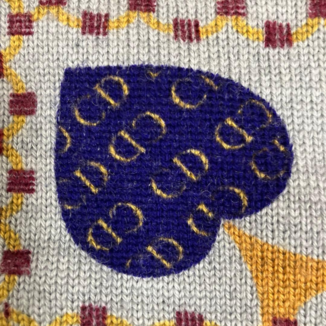 美品　90s Christian Dior ウールニット　ブルーグレー　CDロゴ