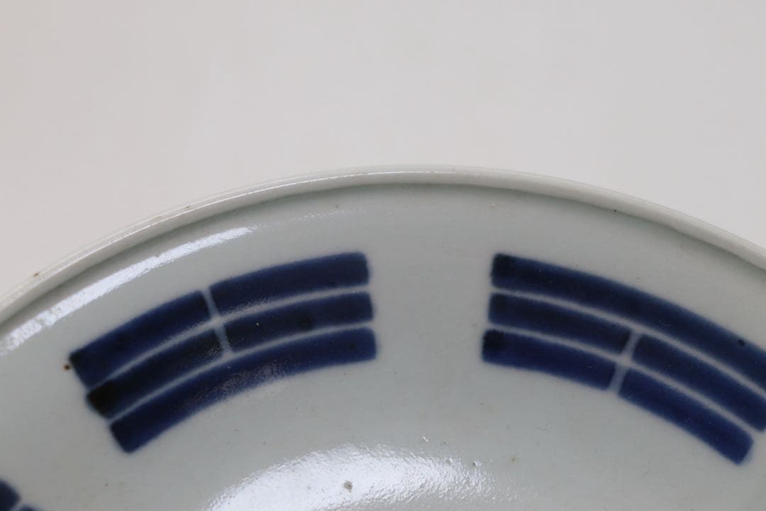 中国　染付　牡丹八卦紋中皿　古染　送料込み251007