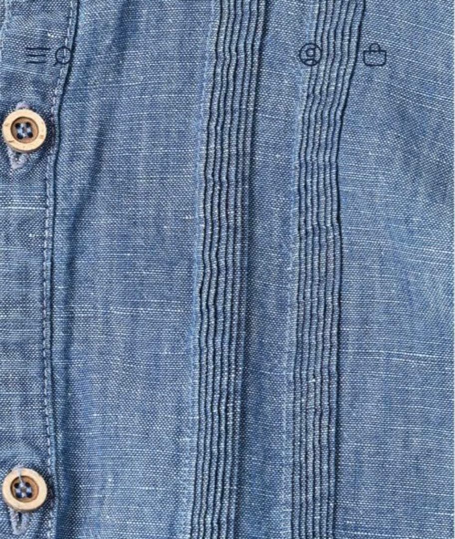 45R 綿麻瑠璃ダンガリーのカットワークフリルシャツ（重）　サイズ2