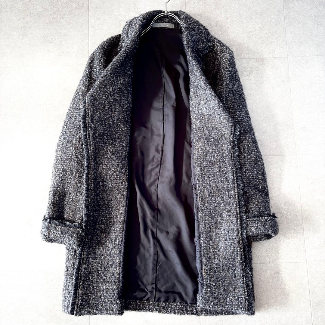美品✨️セオリーリュクス モヘアツイードコート38 チャコールグレー メランジ