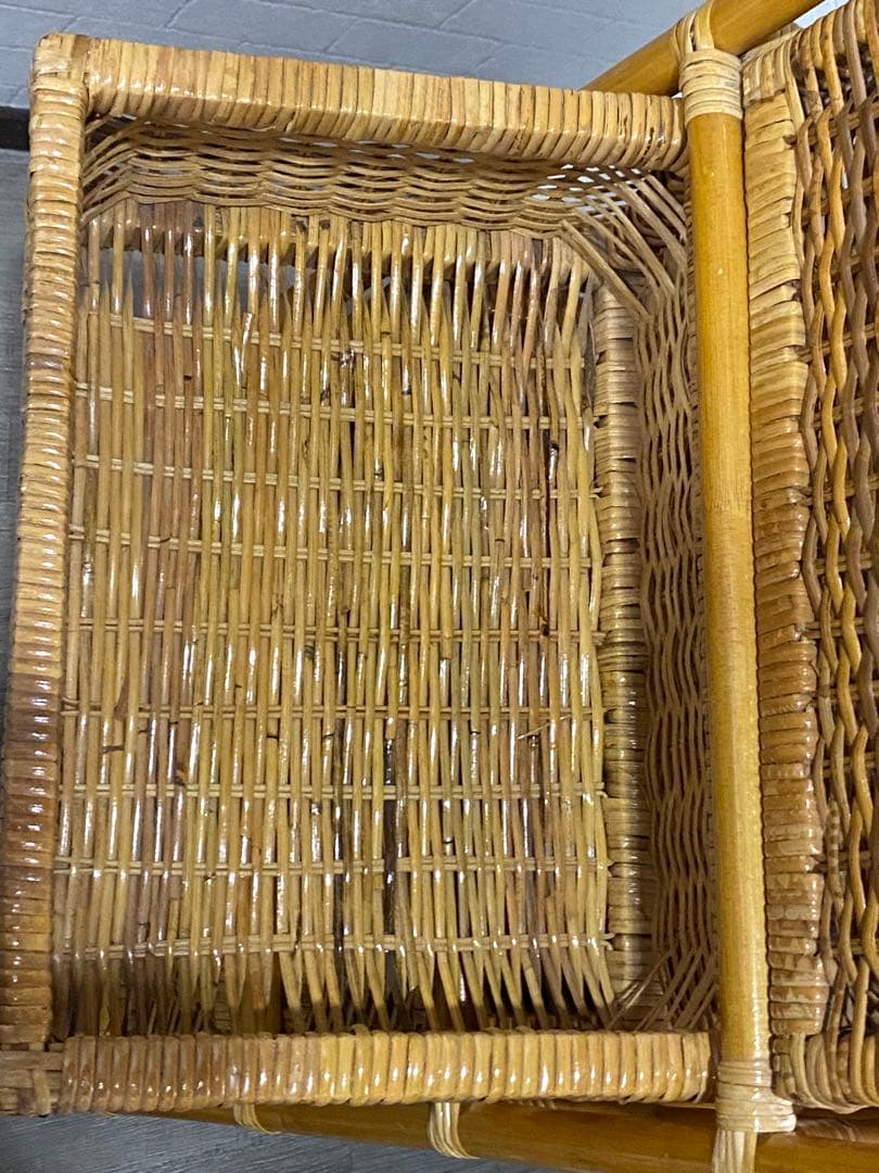 ラタン4段チェスト キャスター付き アンティーク収納 インテリア 脱衣籠 レトロ