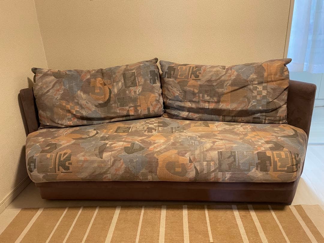 引き取り限定！ 抽象パターン ファブリック 2人掛けソファ