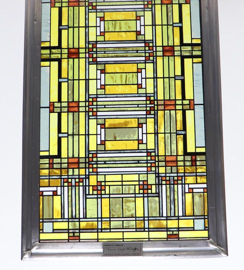 フランク・ロイド・ライト オークパークの天窓 縦長ヴィンテージ ステンドグラス