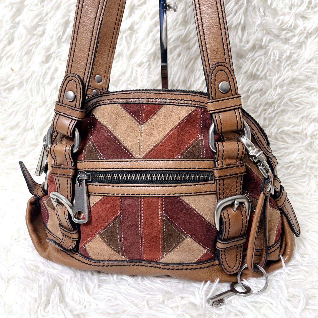 バッグ FOSSIL Y2K Patchwork Suede Leather Bag