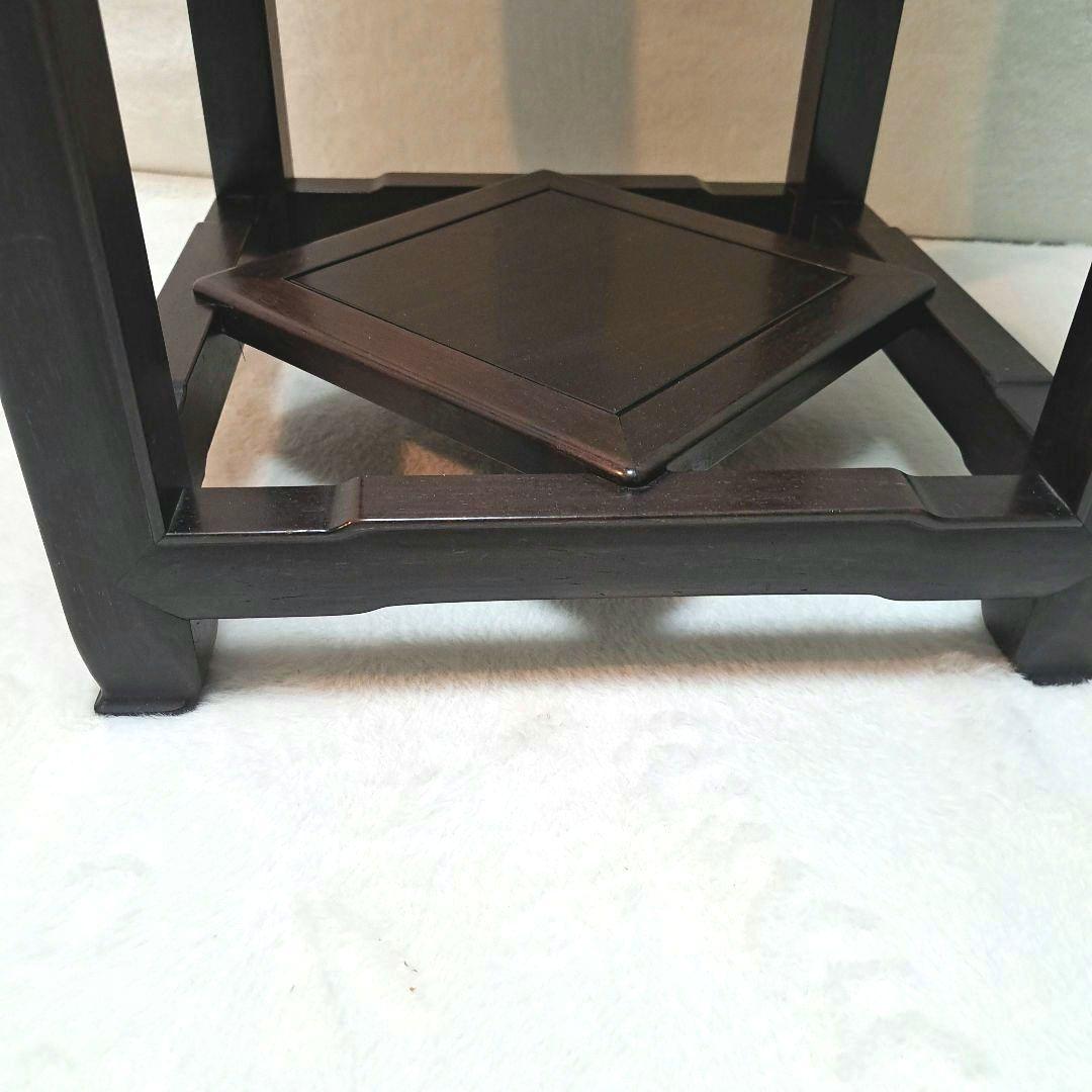 唐木花台　唐木家具　高卓　香炉台　飾り台　透かし彫り　鉄刀木　中国美術