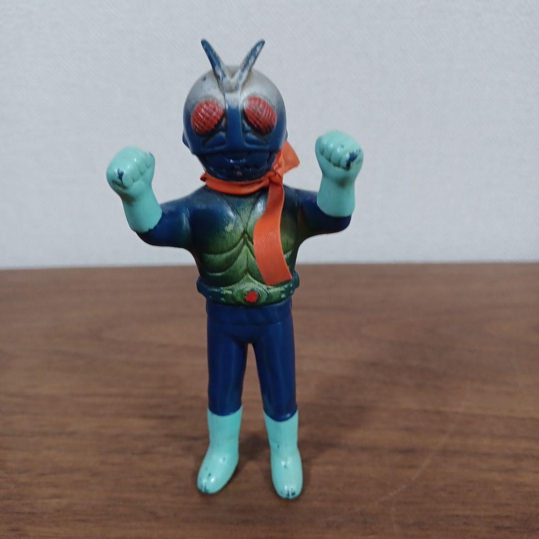 当時ものポピー製「仮面ライダー」希少青成型＆黒成型ミニソフビフィギュア２点セット