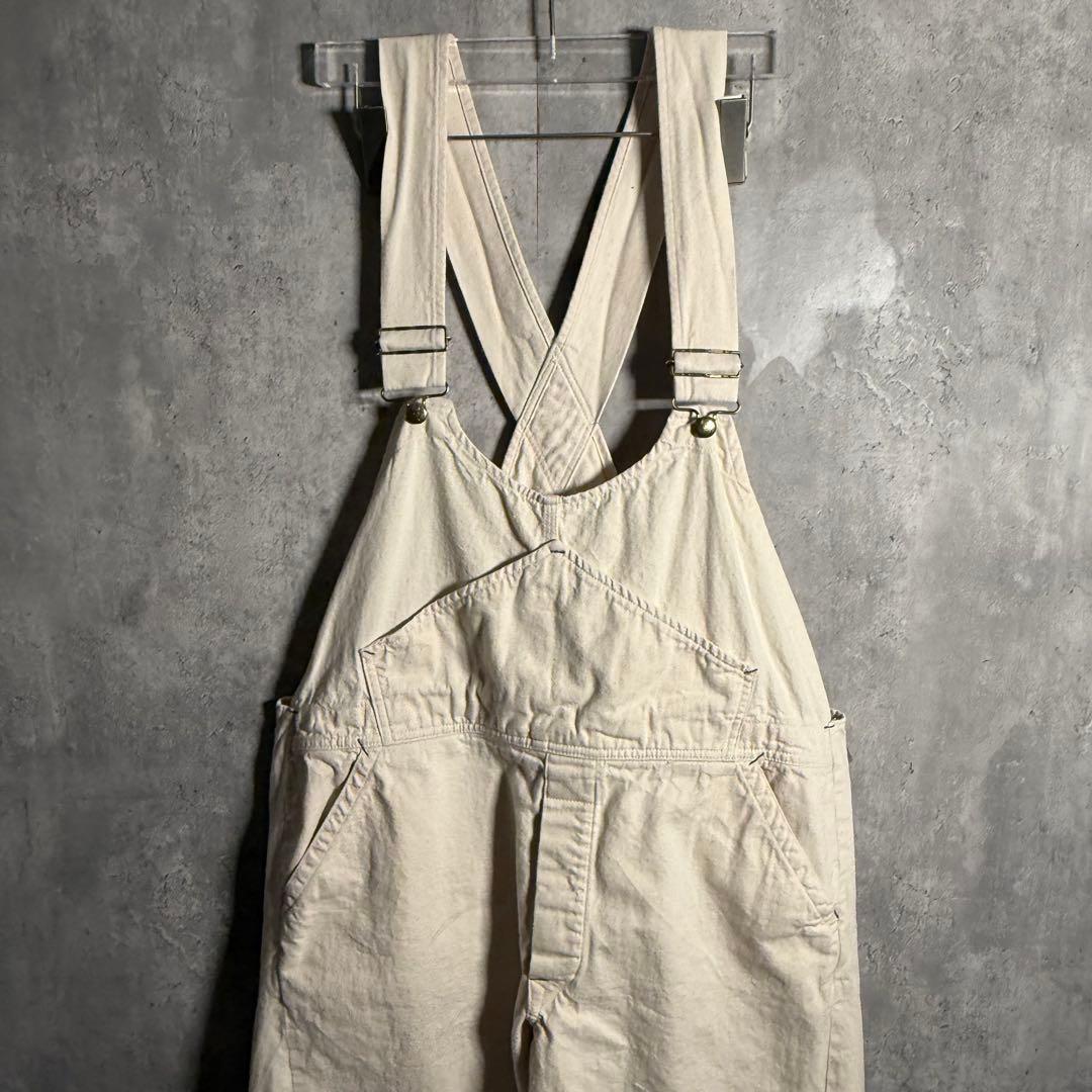 ⭐️希少⭐️キャルオーライン オーバーオール 立体裁断 生成り XL相当 クリーム