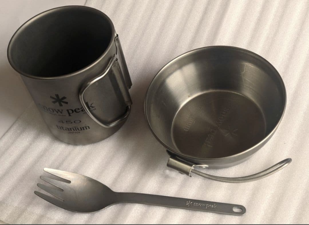 【３点】スノーピーク チタン ワッパー 、旧ロゴ シングルマグ 450、スクー