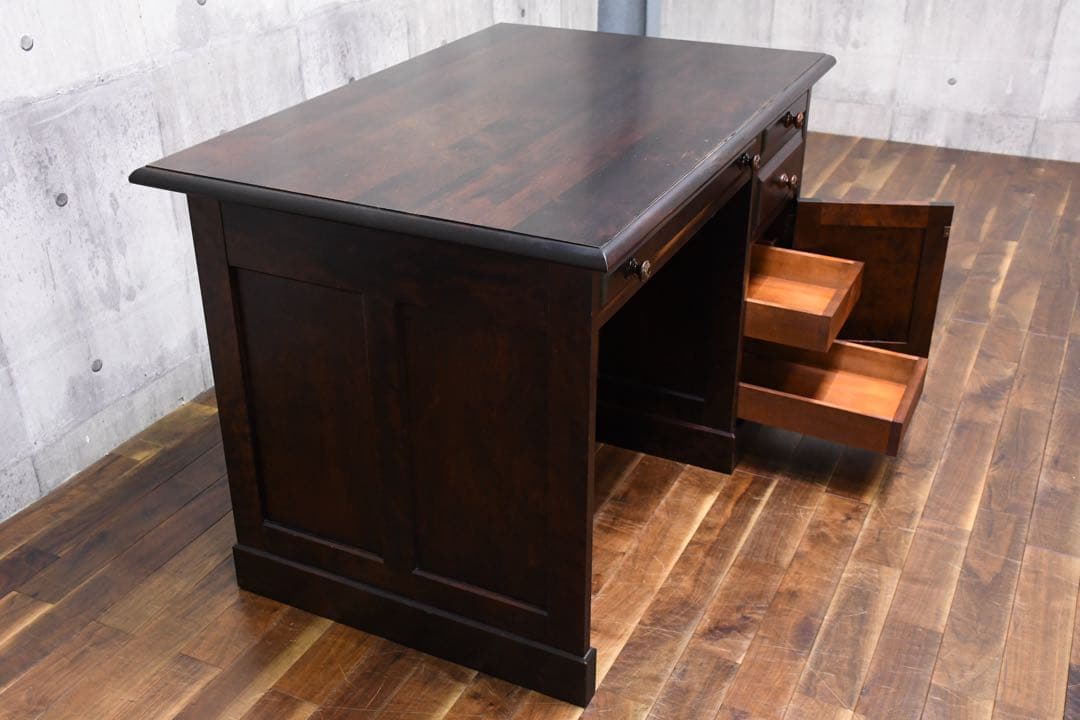 EGC94 北海道民芸家具 #421 片袖デスク 樺/カバ材 書斎デスク 片袖机