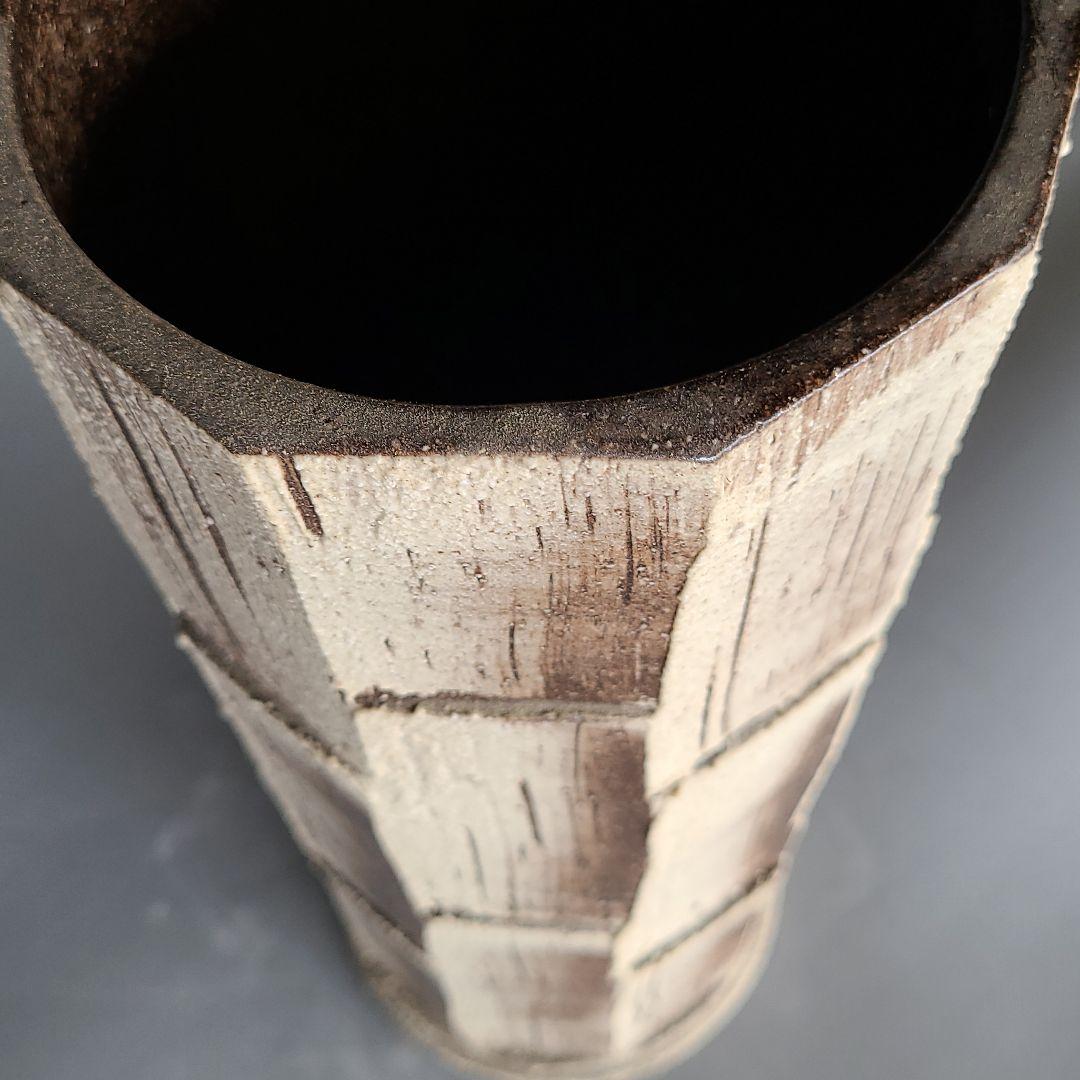 信楽焼 スリム 傘立て 面取り 高さ４５cm