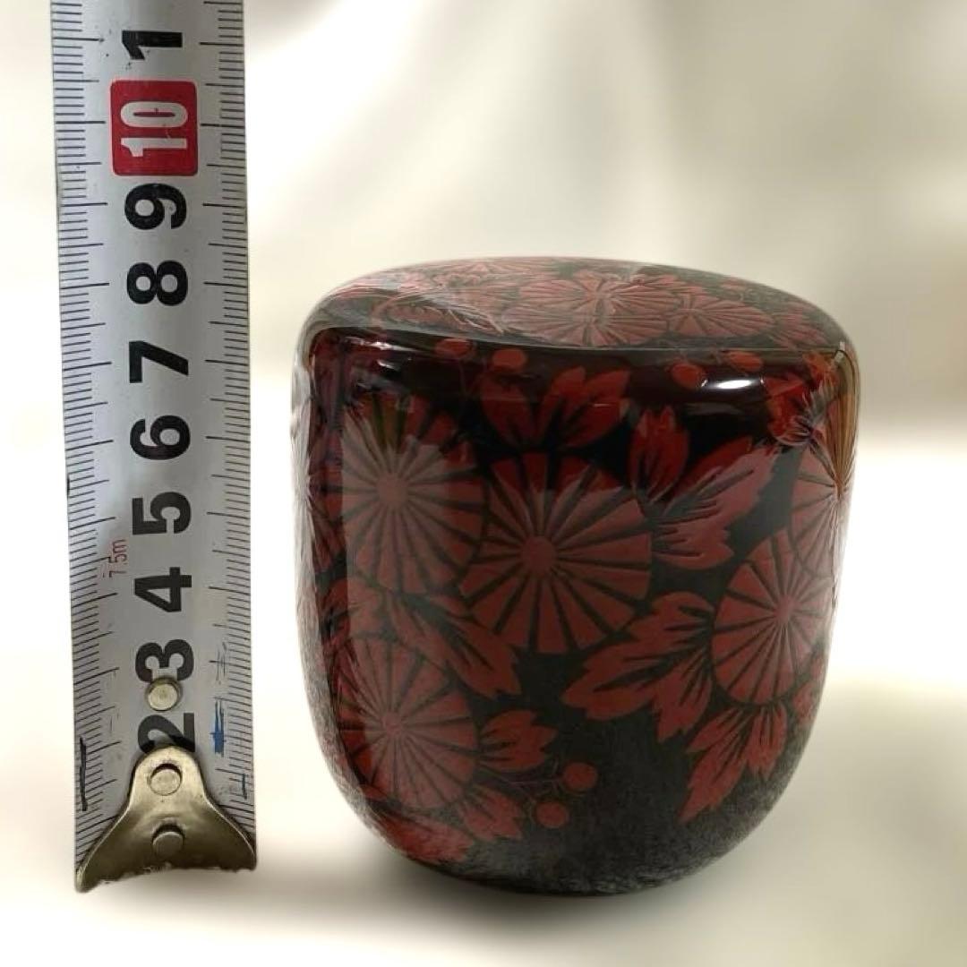 J-48 大棗　清峰銘『鵬雲斎好写 朱菊絵』　蒔絵　漆芸　茶道具　美術品　工芸品