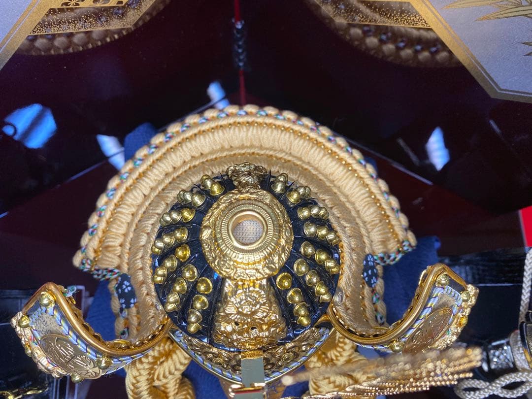 徳川家康　東京久月　五月人形　家紋付き兜飾り収納セット・正絹糸織