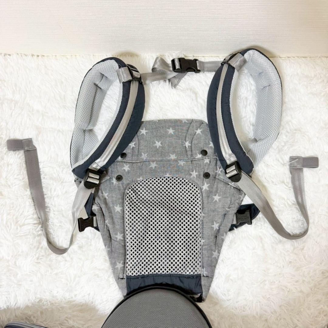 【極美品】ミキハウス×ポグネー ベビーキャリア 抱っこひも 星柄 グレー