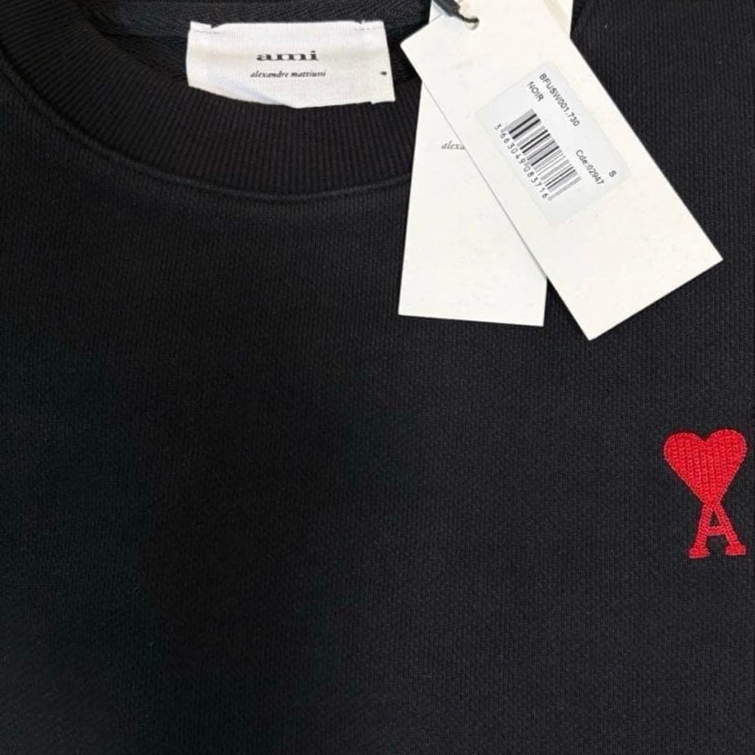 新品未使用 AmiParis トレーナー スウェット ブラック 黒 Sサイズ