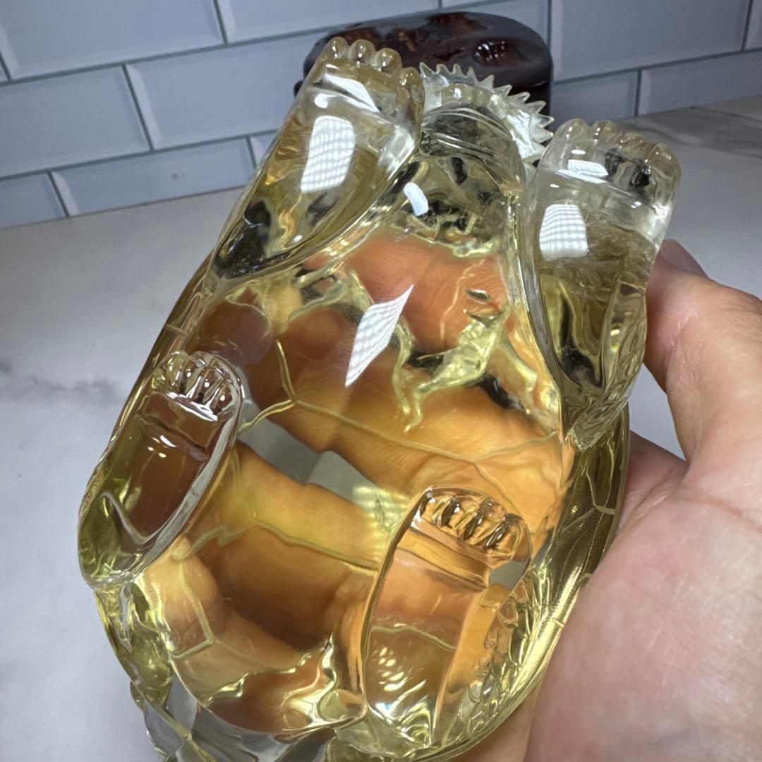 【極上品】超絶クリア　シトリン　ロングイ　龍亀　置物