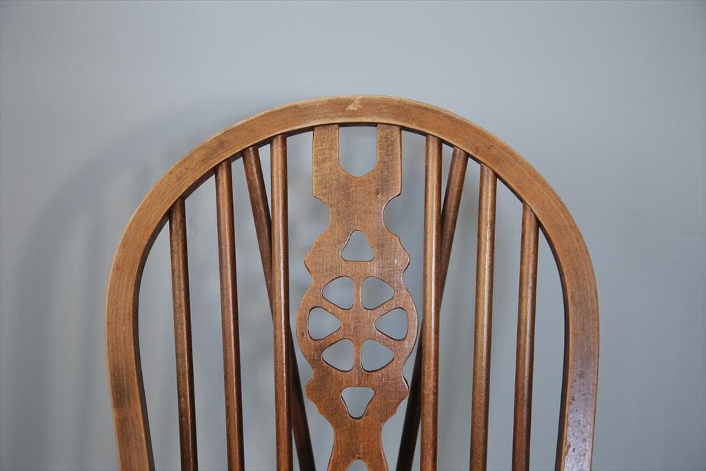 英国アンティーク木製ホイールバックチェア/ダイニングイス/椅子(91-196-1