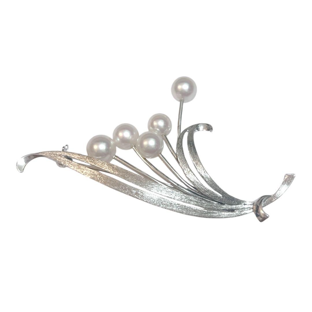 【極美品★磨き済】MIKIMOTO パールブローチ ブーケ 6珠 あこや真珠