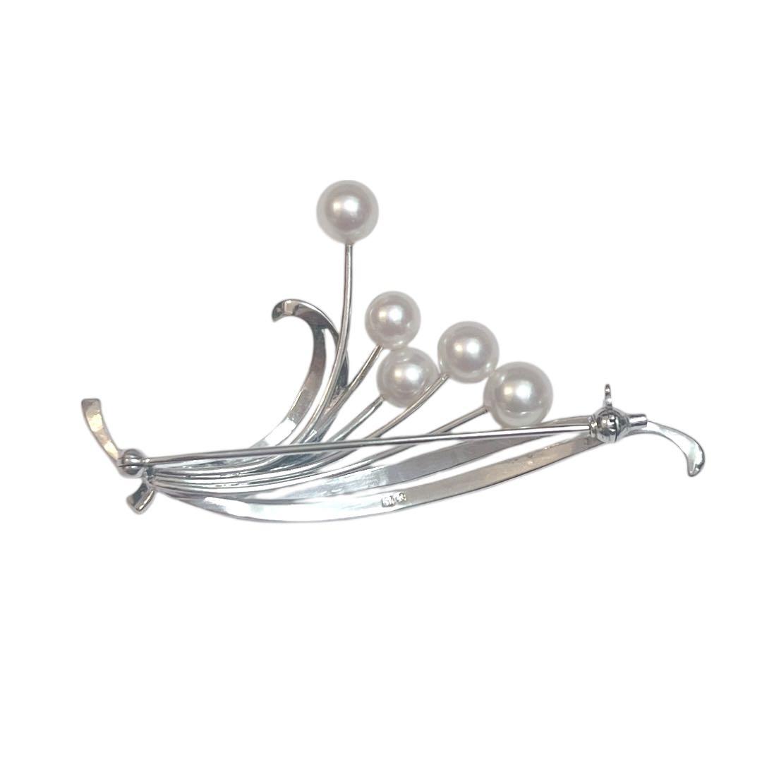 【極美品★磨き済】MIKIMOTO パールブローチ ブーケ 6珠 あこや真珠