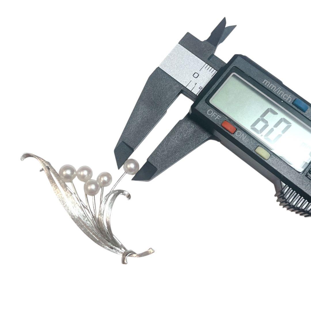 【極美品★磨き済】MIKIMOTO パールブローチ ブーケ 6珠 あこや真珠