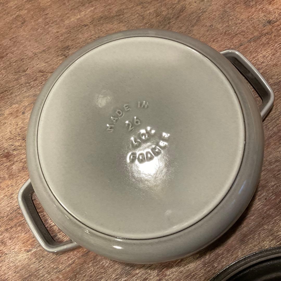 極美品！26cm 浅型 ストウブ ピコ ココットラウンド シャロー グレー