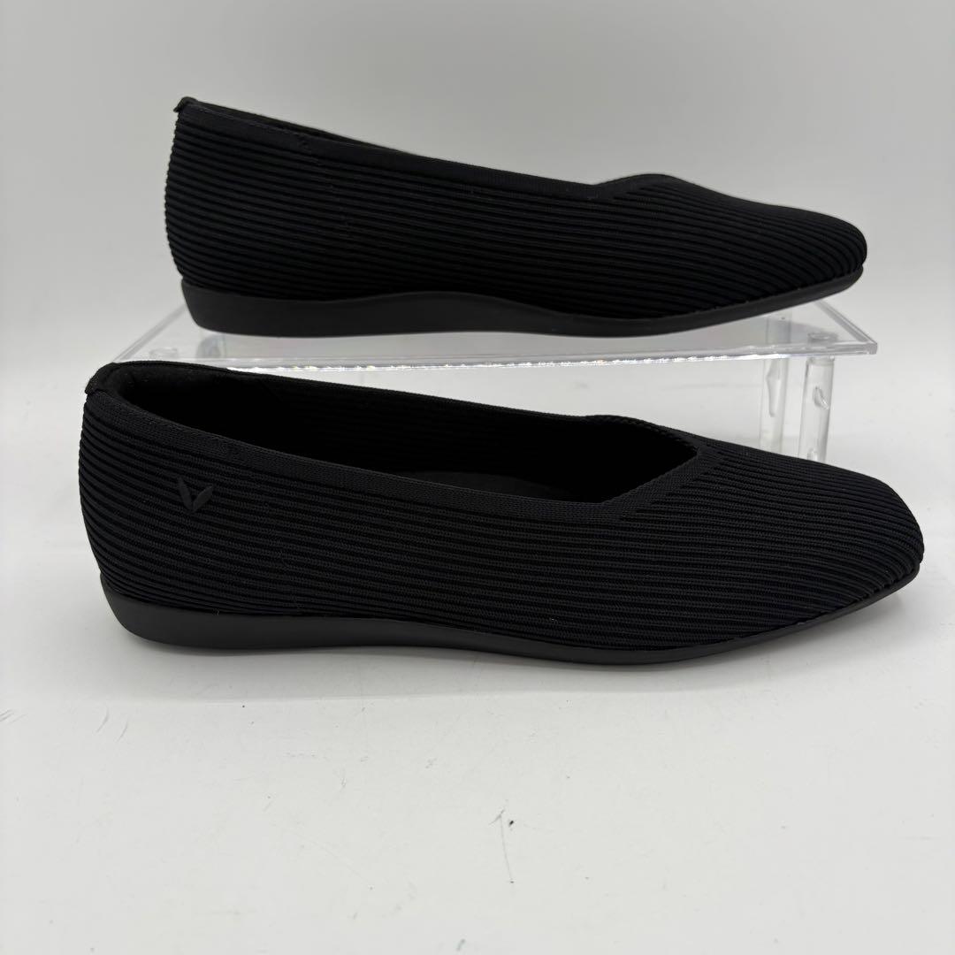 【未使用】ビバイア　【24.5cm】フラットシューズ　スクエア　Vカットブラック