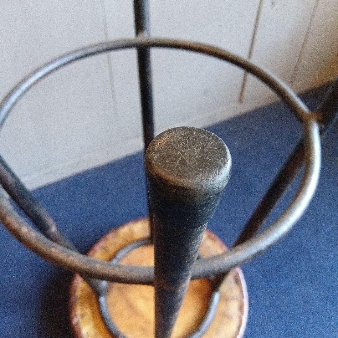 ブラウンレザー調 バースツール　椅子　昭和レトロ　アイアン