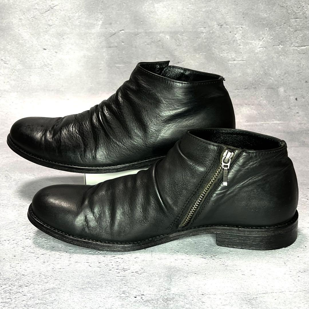 PADRONE サイドジップ チャッカブーツ 41 ブラック ヌバック
