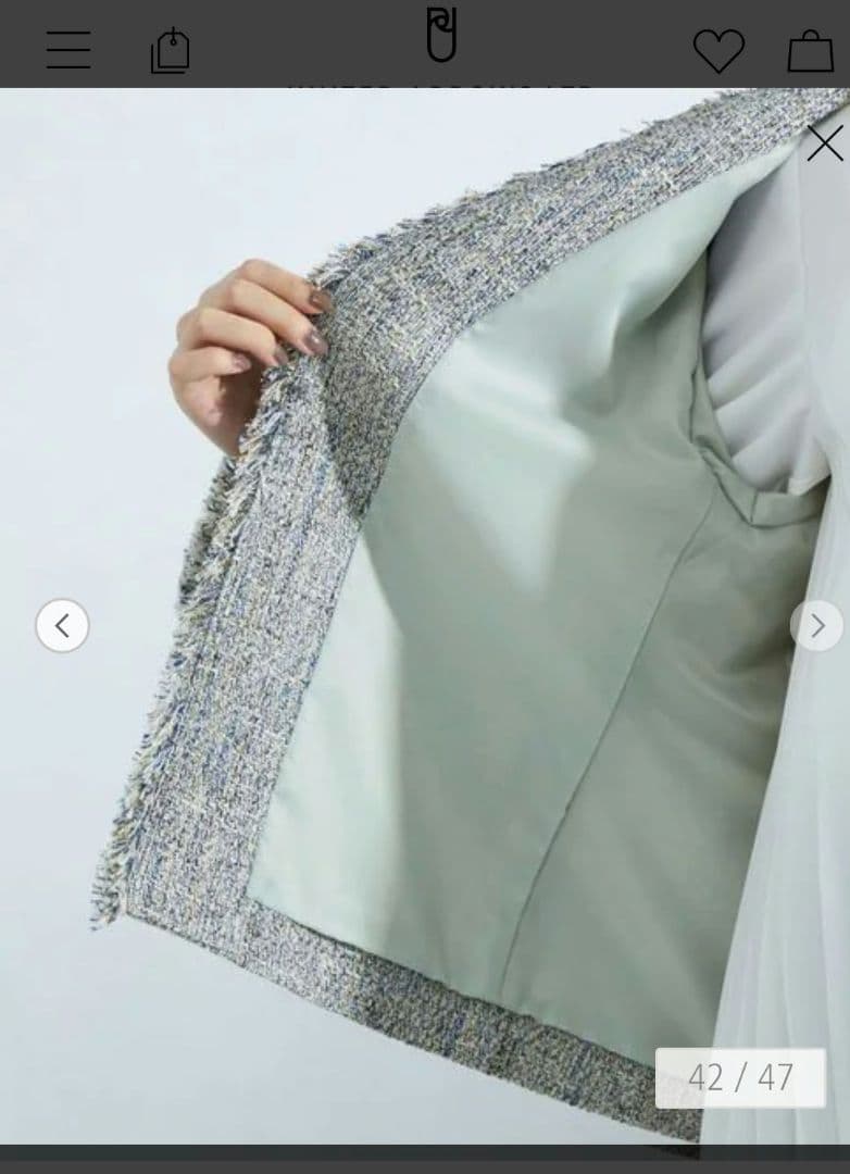 GREEN LABEL RELAXING ノーカラーツイードジャケット