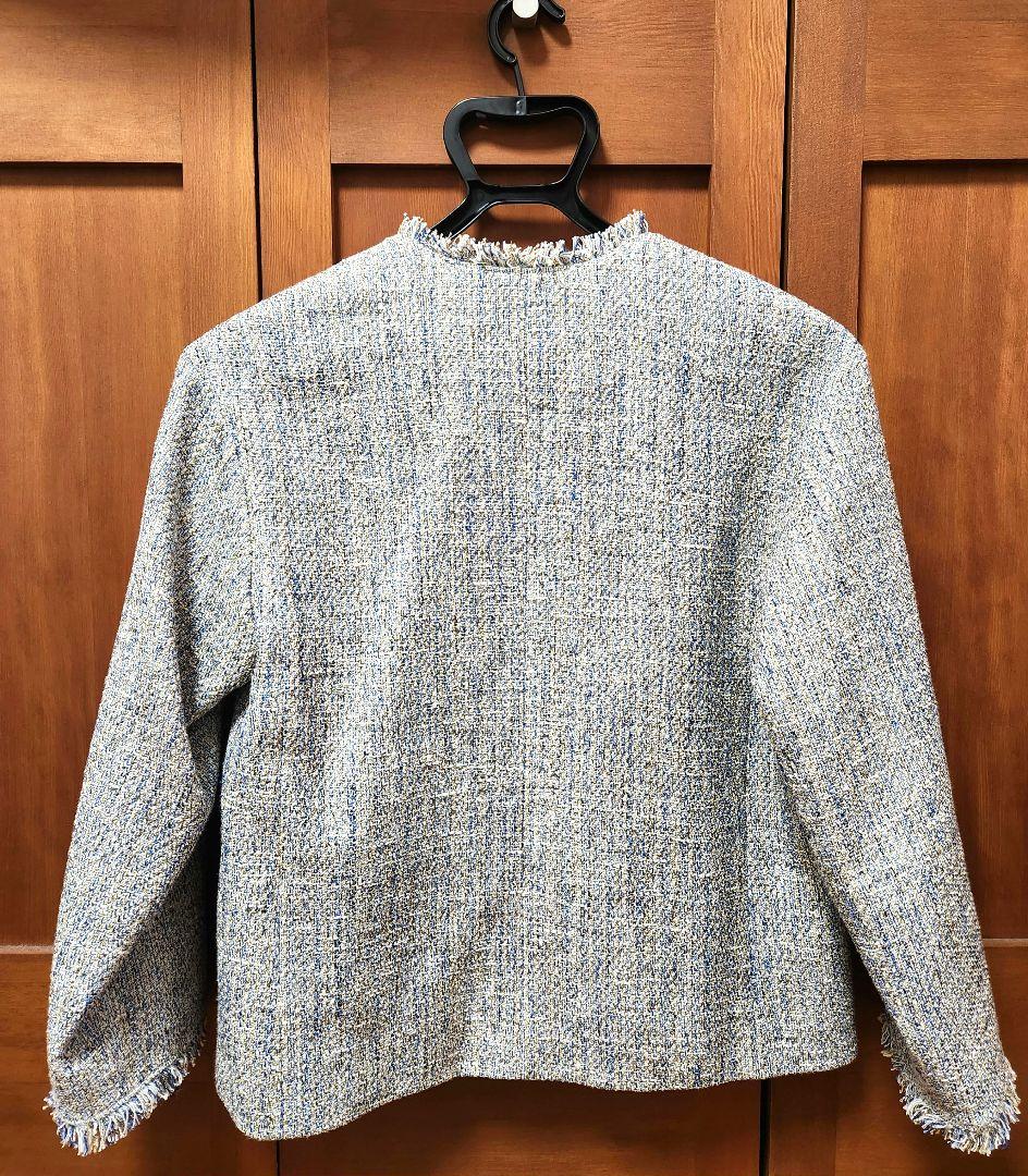 GREEN LABEL RELAXING ノーカラーツイードジャケット