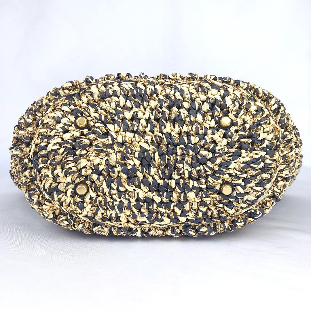 COACH コーチ トートバッグ ストロー かごバッグ スムースレザー ポーチ付