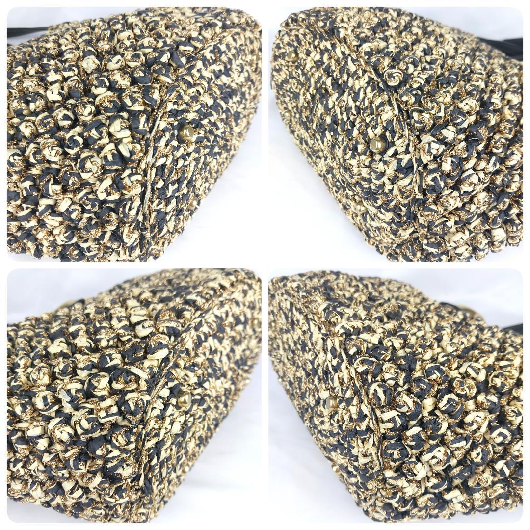 COACH コーチ トートバッグ ストロー かごバッグ スムースレザー ポーチ付