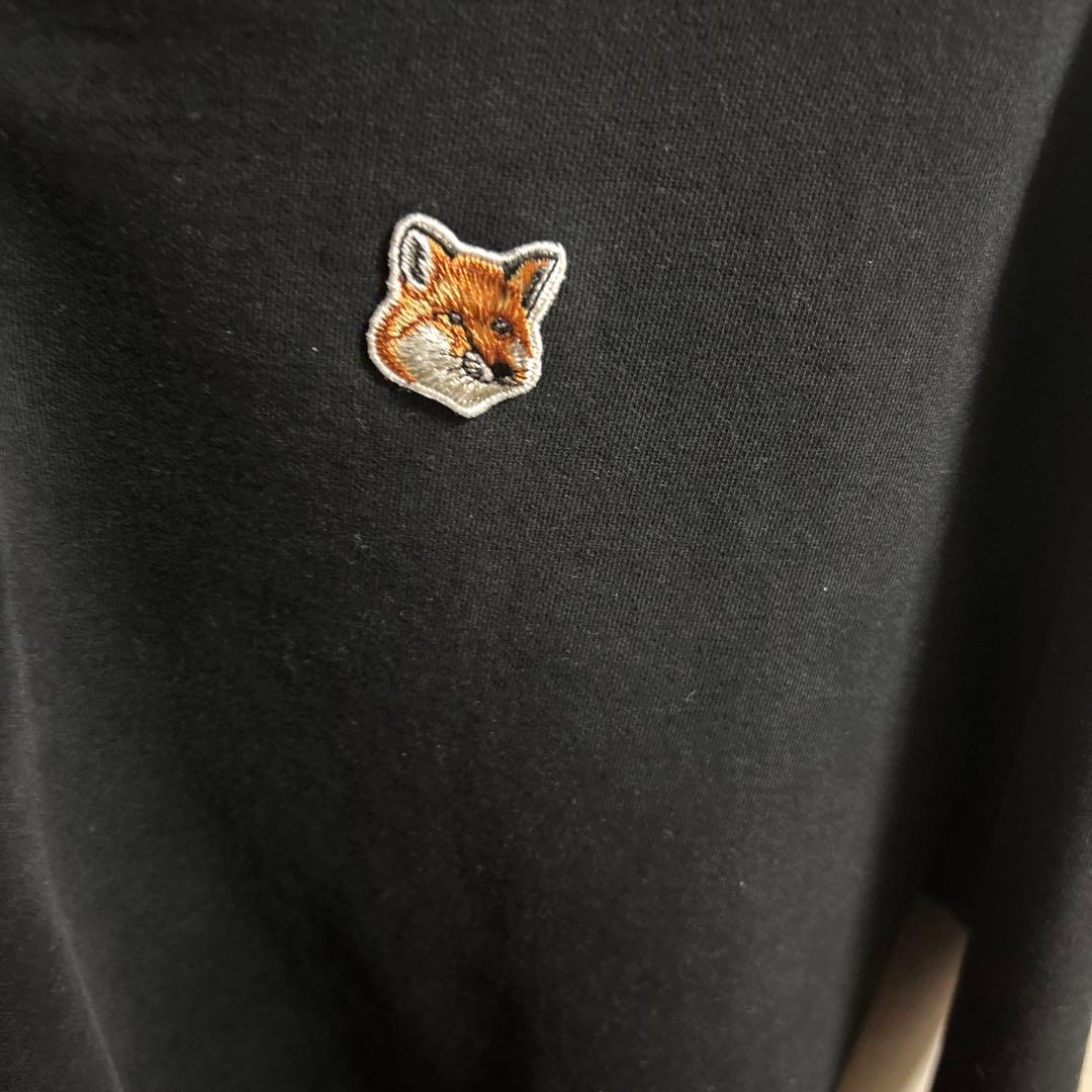 MAISON KITSUNÉ ブラック ジップアップ トレーナー S