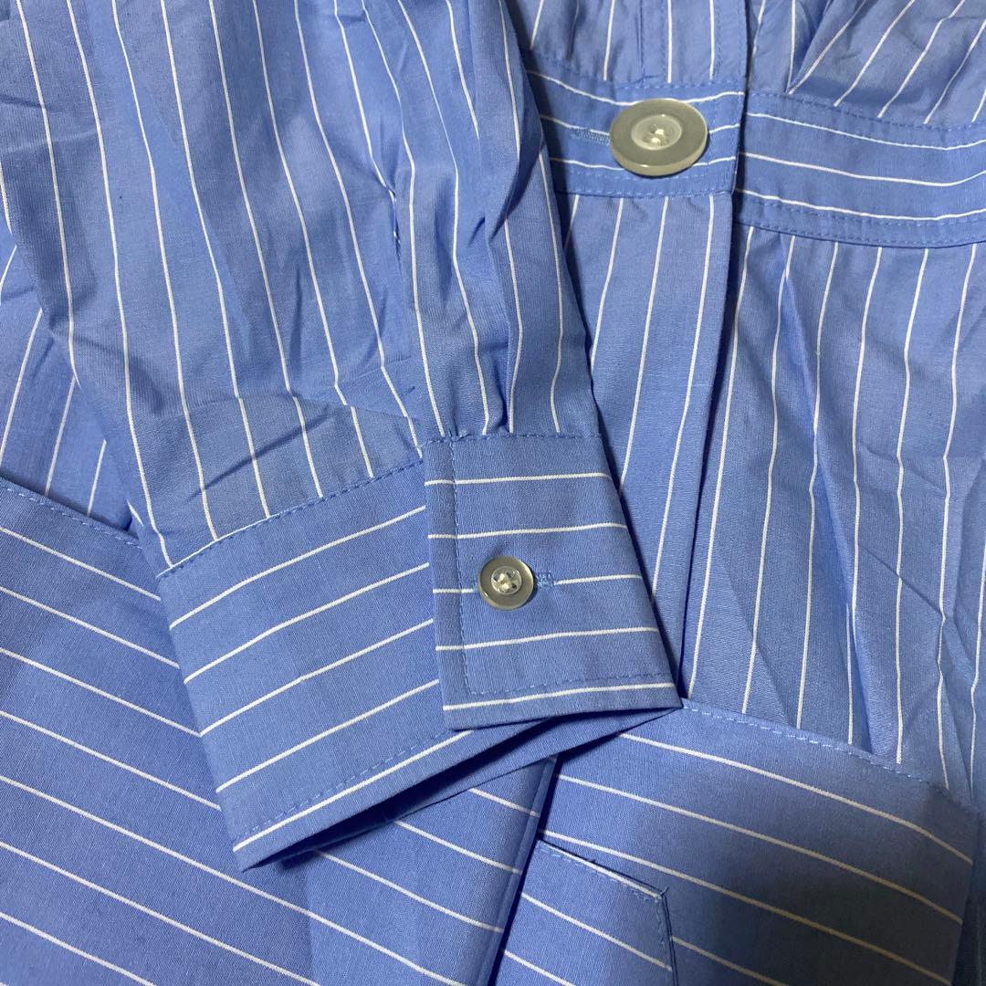 青と白のストライプ ワンピース