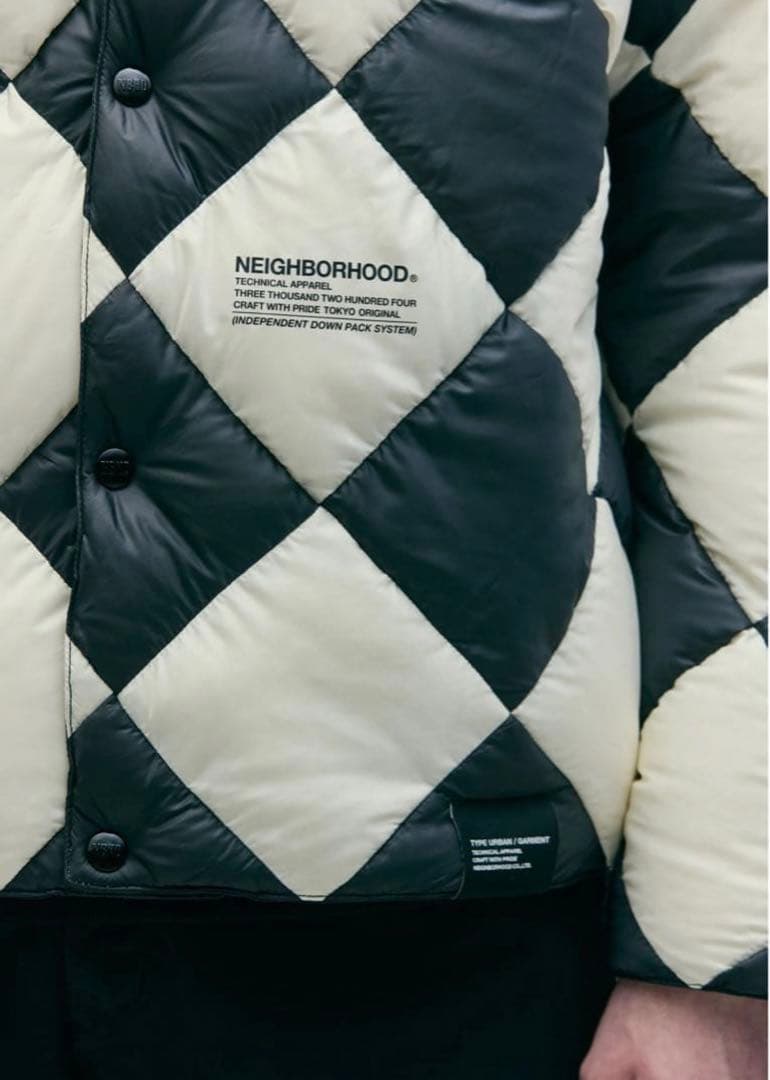 ジャケット・アウター NEIGHBORHOOD CHECKER DOWN JACKET L WHITE
