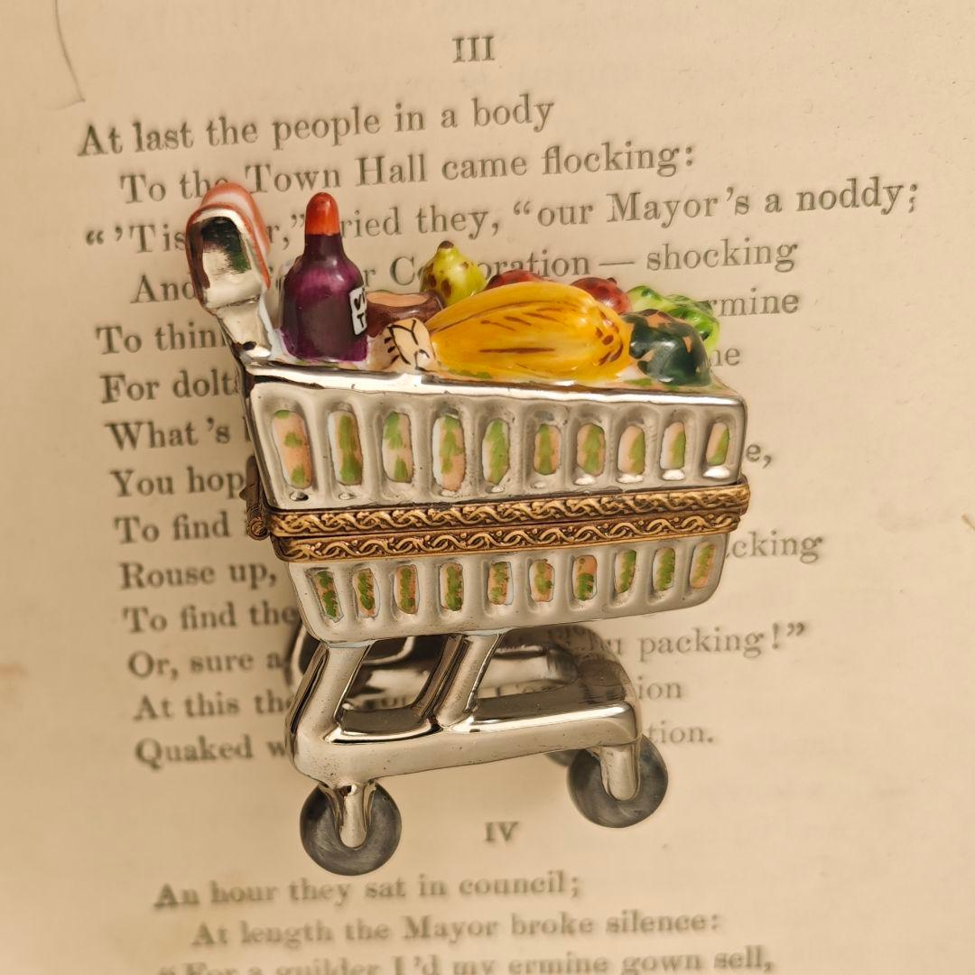 リモージュボックス　ショッピングカート　フランス製　小物入れ　ミニチュア