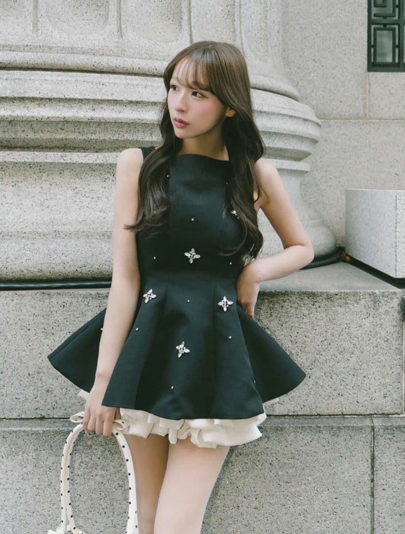 【ラスト1点】Darich ダーリッチ ビジューフレアバルーンミニドレス