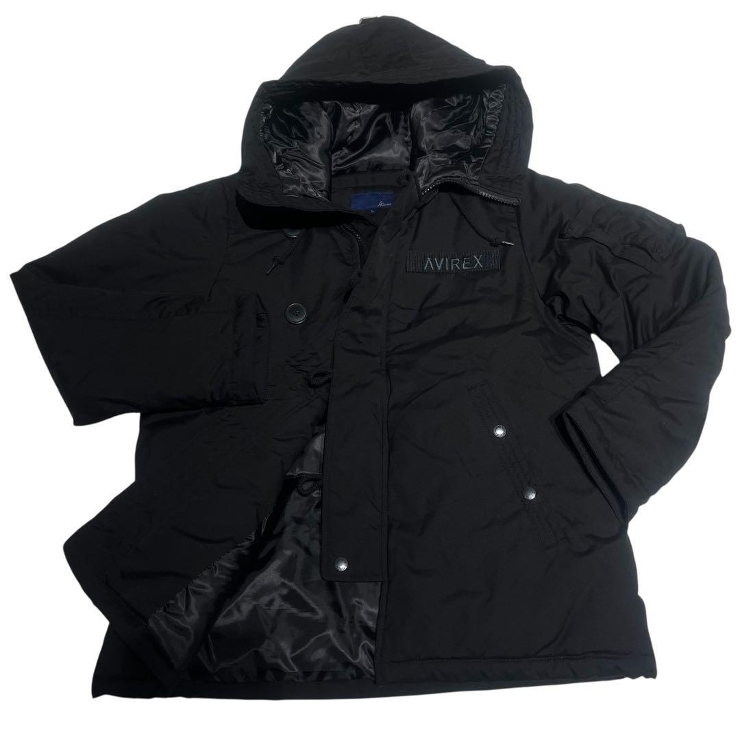 【美品】AVIREX ブラック Lサイズ フード付き 冬物 人気