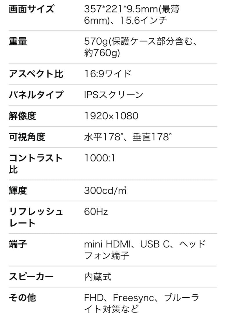 PONKLOIE モバイルモニター 15.6インチディスプレイ