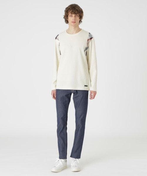 新品 ブラックレーベルクレストブリッジ チェック長袖ニットカットソー白セーターL