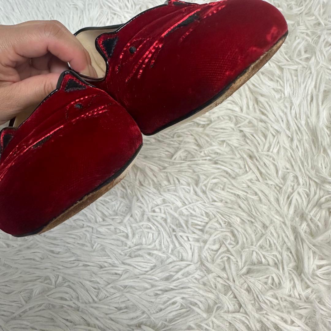 美品 シャーロットオリンピア フラットシューズ レッド ネコ