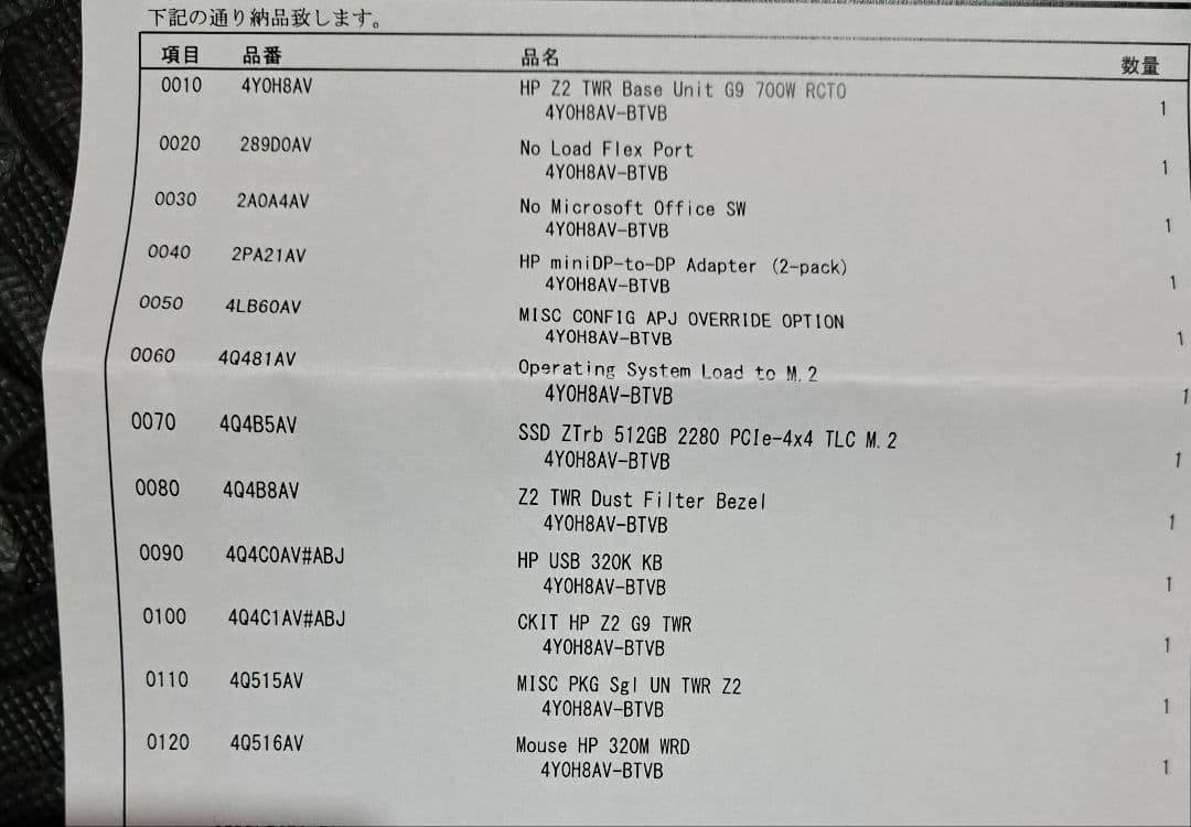 Windowsデスクトップ HP Z2 Tower G9 Workstation